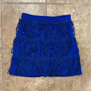 Elegant Blue Fringe Mini Skirt